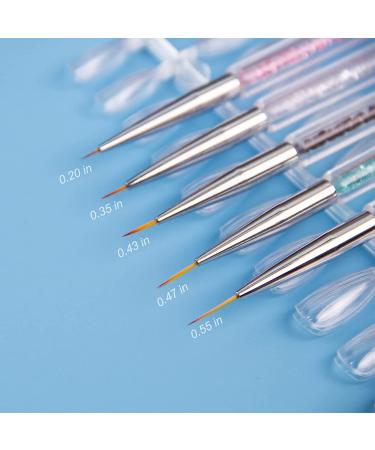ANGENIL 5 Pcs Double Ended Nail Art Liner Brushes Set - Manicure Care Tool for Acrylic UV Gel, 3D Glitter, Dotting, and Painting - DIY Nail Designs - Buy Online on SooperMarket.com