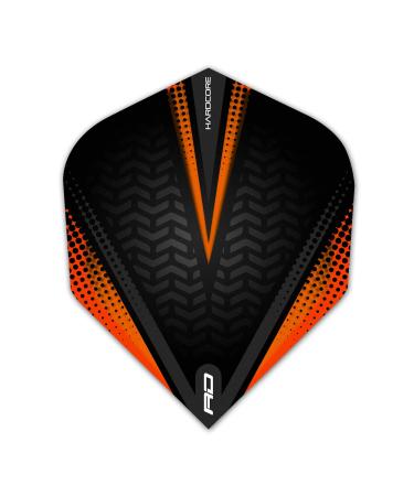 RED DRAGON Hardcore Radical Black & Orange Extra Thick Standard Dart Flights - 4 Sets Per Pack (12 Dart Flights in Total)