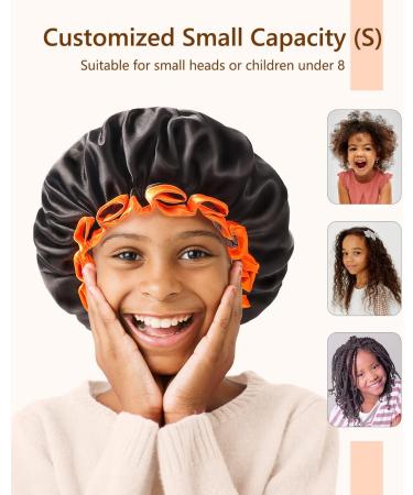 Kids Small Black Shower Cap | Double Layers Waterproof Bathing Hair Cap | Reusable & Comfortable | Non-fading & Stretchy Shower Hat | Pack of 1 Black + Orange - Buy Online on SooperMarket.com