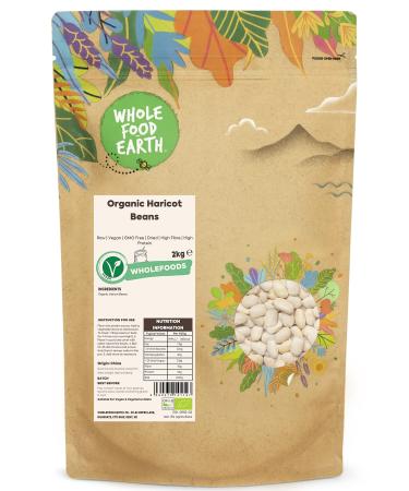 Wholefood Earth Organic Haricot Beans 2kg Raw | Vegan | GMO Free | Dried | High Fibre | High Protein | Certified Organic