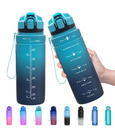 ZOUNICH drinking bottle Children's outlet-safe 1l/700ml/500ml-BPA free drinking bottles Sport Tritan plastic water bottle for bicycle school carbon dioxide Suitable dishwasher-proof sports bottle 700ml/24oz dark green/dark blue color gradient