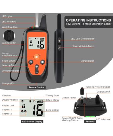 Remote Dog Training Collar with Sound & Vibration Modes - Rechargeable & Waterproof - 1000FT Range - Orange - Buy Online on SooperMarket.com