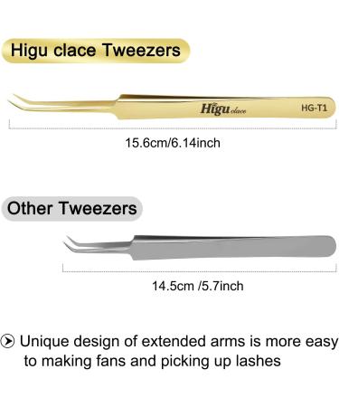 Professional Gold Curved Eyelash Extension Tweezers - Stainless Steel Precision for Volume Lashes | HG-T1 - Buy Online on SooperMarket.com