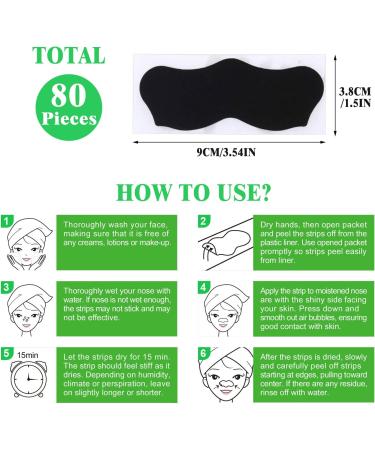 80 Pcs Nose Strips Pore Blackhead Remover Strips Nose Charcoal Bamboo Deep Cleansing of Blackheads Remover to All Skin Types Nose Blackhead Removal Skin Care at Home for Women Men(Black) - Buy Online on SooperMarket.com