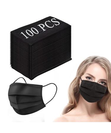 Disposable Face Masks, 100 Packs Face Masks Disposable Masks-Black 100pcs