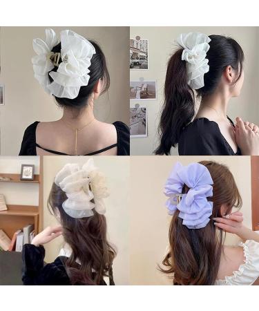 Bow Bubble Clips Bow Hair Claw Clips Claw Clips For Thick Hair Thick Hair Claw Clips For Long Hair Hair Clips for Thin Hair Women Large Puffy Chiffon Elegant Bubble Bow Hair Claw Clip (2pcs-D) - Buy Online on SooperMarket.com