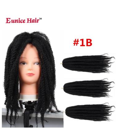 18 Inch Eunice Hair 3 Packs Synthetic Marley Braid Extensions - Afro Kinky Bulk Twist Crochet Braids #1B 46cm - Buy Online on SooperMarket.com