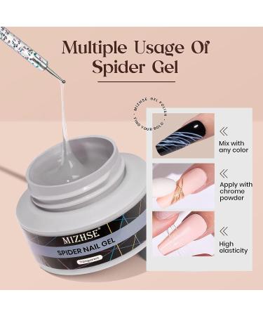 MIZHSE Clear Spider Gel + 6 Colors Chrome Nail Powder Set for Metallic Mirror Effect Nail Art - DIY Manicure Kit - Buy Online on SooperMarket.com