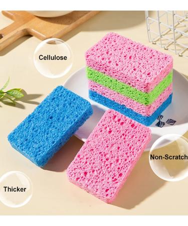 12-Count Non-Scratch Compressed Cellulose Kitchen Sponges - Natural Dish Sponge with Funny Cut-Outs for Kids - Multicolor - Buy Online on SooperMarket.com