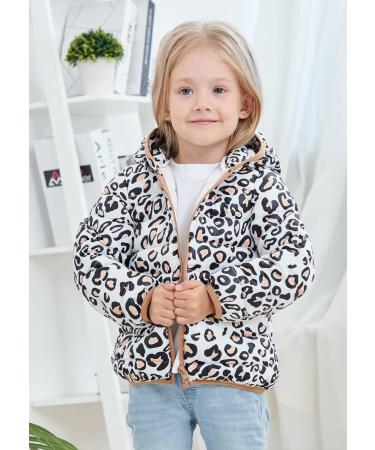 Kids4ever Leopard Print Winter Coat - Toddler Zipper Hooded Jacket for Boys & Girls, Windproof & Warm Fleece Outerwear Snowsuit with 2 Pockets, 18-24 Months - Buy Online on SooperMarket.com