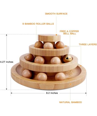 Gelrova Cat Toy Roller Exerciser Fun Cat Toy Indoor Pet Interactive Toy Bamboo Cat Ball Toy with Double Layer Rail Teaser Cat Ball Toy for Kitten Puppy etc 3-layer track(Bamboo) 3-layer-bamboo - Buy Online on SooperMarket.com