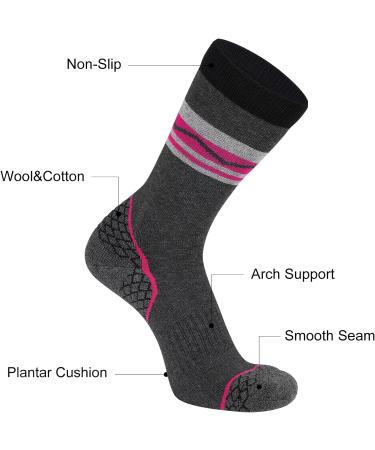 4 Pack Women's Merino Wool Hiking Socks - Cushioned & Warm Thermal Winter Boot Socks - Size 5-8 - Mixed Color Pack - Buy Online on SooperMarket.com