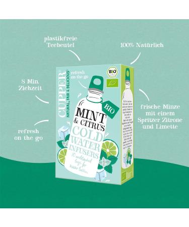 Cupper Bio Cold Water Infusers - Mint & Citrus | 10 Eco-Friendly Fairly Traded Cold Brew Tea Bags - Buy Online on SooperMarket.com