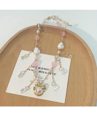 Shop Oralgo's Stylish Pearl Necklace with Art Beads & Adjustable Loop Pendant - Perfect Collarbone Chain for Every Occasion - Buy Online on SooperMarket.com