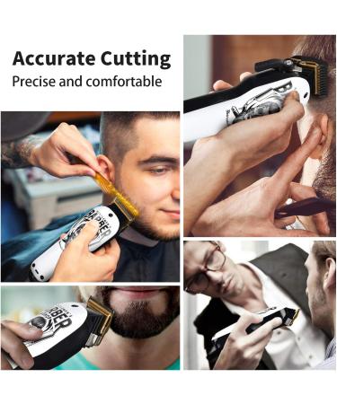 BESTBOMG Professional Cordless Hair Clippers Kit with 6 Guide Combs - Rechargeable Beard Trimmer for Men/Father/Husband/Boyfriend - Y4-White - Buy Online on SooperMarket.com