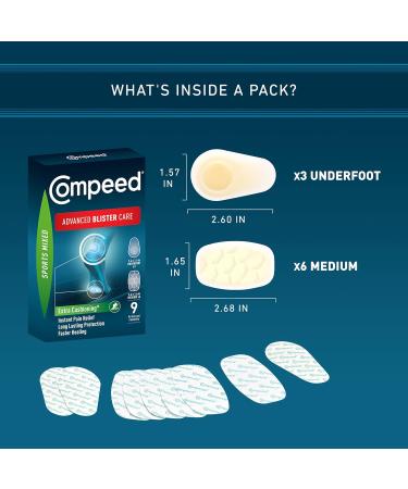 Compeed Advanced Blister Care Hydrocolloid Bandage Cushions - 9 Count (6 Packs) | Heel Blister Patches for Foot | Waterproof Bandages for Blister Prevention & Treatment - Buy Online on SooperMarket.com