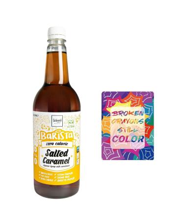 Skinny Food Co Salted Caramel Syrup Zero Calorie 1L - Sugar Free Coffee Syrups For Tea Hot Chocolate Fruit Baking Protein Drinks Including Oerich Inspirational Card