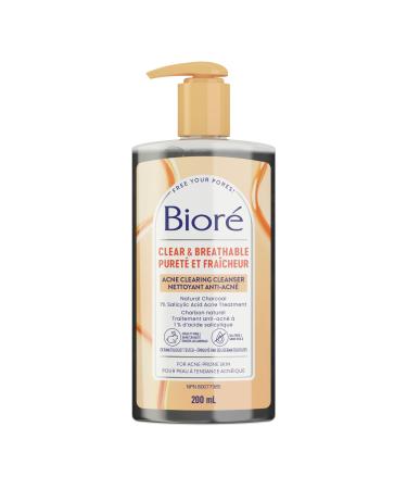 Bior Charcoal Acne Clearing Cleanser Salicylic Acid Facial Wash for Oily Acne Prone Skin (200 mL) - Packaging May Vary