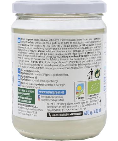 NaturGreen Organic Coconut Virgin Oil 430ml/400g - Buy Online on SooperMarket.com