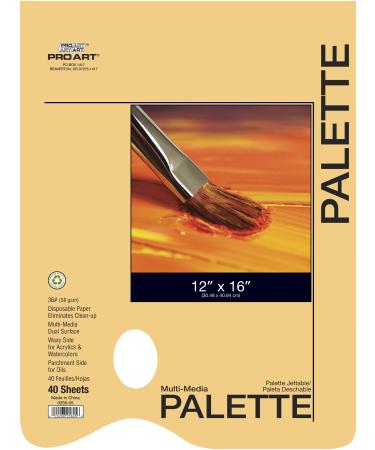 PRO ART Disposable Palette Pad  12-inch x 16-inch  40 Sheet Tape Bound  Natural 12-inch x 16-inch  40 Sheet Tape Bound Pad Disposable Mixed Media Palettes
