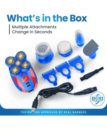360 Bald Head Shaver | 5-in-1 Grooming Kit | Rechargeable Electric Hair Shaver with Trimmer | Wet & Dry Use | Barber Grade - Buy Online on SooperMarket.com
