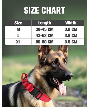 Joytale Tactical Dog Collar for Large Dogs | Durable with Handle & QR Code Tag | Premium Red Dog Collar - International Shipping Available - Buy Online on SooperMarket.com