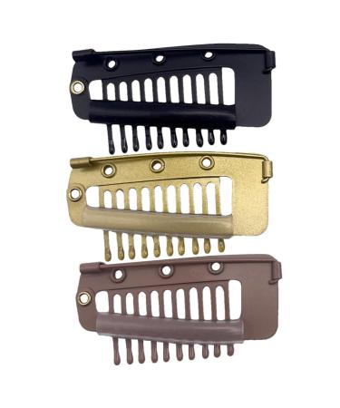 4 pieces of hair extension clamps metal wigs clinging snap clinging small snap wing brackets 10 teeth comb brackets for women's hair extensions 3 colors
