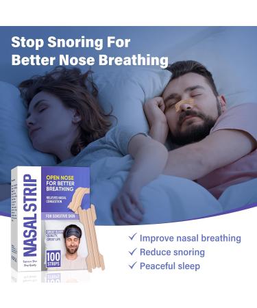 100Pcs Nasal Strips for Snoring and Better Nose Breathing - Gentle Anti Snoring Solution for Effective Nasal Congestion Relief - Buy Online on SooperMarket.com