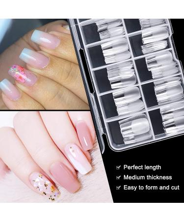 AORAEM Square Nail Tips 120 PCS - Soft Clear Gel Full Cover False Nails with Box - Buy Online on SooperMarket.com