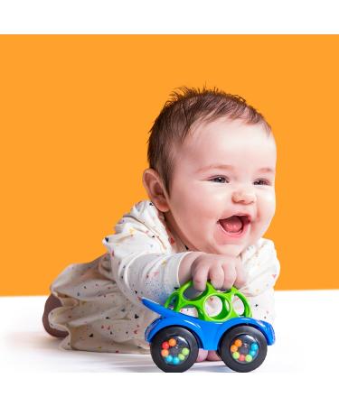 Bright Starts Oball Toy Car with Rattle - Multicolored Green-Blue Baby Toy | International Shipping Available - Buy Online on SooperMarket.com