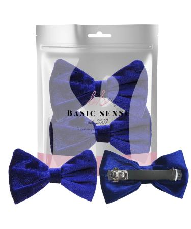 BasicSense Velvet Hair Clip for Women and Girls 2 Pack Royal Blue