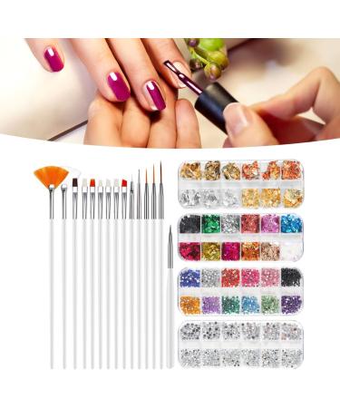 Topyond Complete Nail Art Tool Set with Double Head Rhinestone Drill Pen Nail Brushes and DIY Manicure Painting Accessories - Buy Online on SooperMarket.com