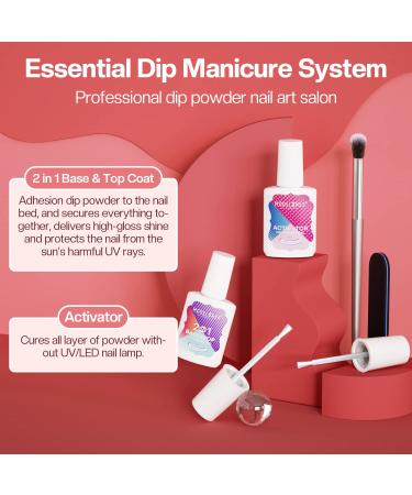 Modelones 12Pcs Dip Powder Nail Kit Valentine's Day Set - Red White Glitters Dipping Powder System with Base & Top Coat Activator - French Nail Art Manicure Tools - Buy Online on SooperMarket.com
