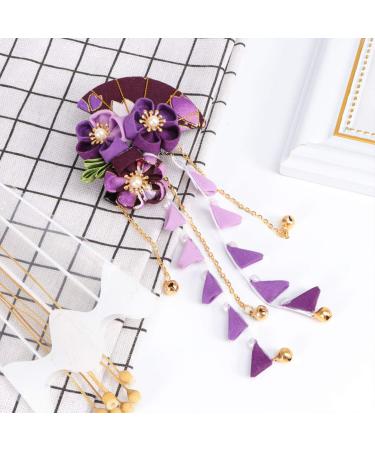 FRCOLOR Japanese Kimono Flower Hair Clips - Purple Bridal Kanzashi Hair Accessories for Women and Girls - Buy Online on SooperMarket.com