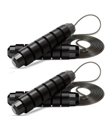 Super trip jump rope adults speed rope jumping with ball bearings and anti -slip handles 3 meters length adjustable skipping rope jump rope for adults and children -red/black black x2
