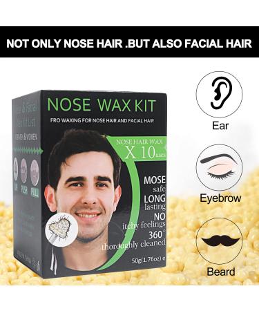 Nose Wax Kit for Men & Women - Hair Removal for Nose & Ear - 50g Wax Beads, 20 Applicators, 10 Paper Cups, 10 Mustache Guards - Buy Online on SooperMarket.com