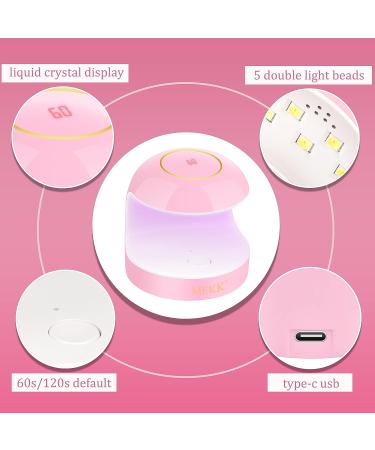 MEKK Mini UV LED Nail Lamp 18W | Professional Nail Dryer for Gel Nails - Pink | Type-C UV Light for Nails | LCD Display - Buy Online on SooperMarket.com