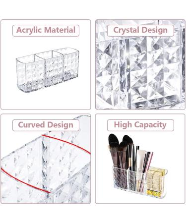Ubetree Acrylic Makeup Organizer - 3 Compartment Cosmetic Storage for Eyeliners Lipsticks & Brushes - Transparent Vanity Holder for Bathroom & Office - Buy Online on SooperMarket.com