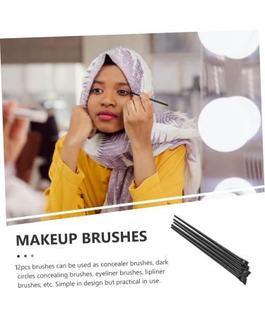 Mikinona Flat Concealer Brush 12pcs Eyeliner Brush Eye Shadow Brush Flat Eyeliner Brush Eyeshadow Eyeliner Make up 14.5x0.7x0.5cm Black - Buy Online on SooperMarket.com