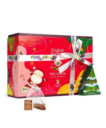 ETS tea gift with bow "Red Santa Christmas" | ORGANIC | Winter tea set | Christmas gift | contains 12 pyramid bags