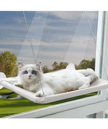 Cat Hammock Perch - Window Bed Seat Shelf for Indoor Cats | Safety Resting Shelf for 2 Cats | 360 Sunny Seat Space Saving Cat Bed (Khaki) - Buy Online on SooperMarket.com