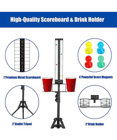Hestiasko Cornhole Scoreboard 2 Sets - Metal Magnetic Score Keeper with Drink Holder - Easy Assembly - Perfect Outdoor Patio Game Accessory - Buy Online on SooperMarket.com