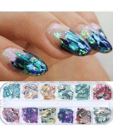 12 Grids Nail Art Shell Flakes Fragments Texture 3D Nail Charm Nail Art Decoration Manicure DIY Accessories - Buy Online on SooperMarket.com