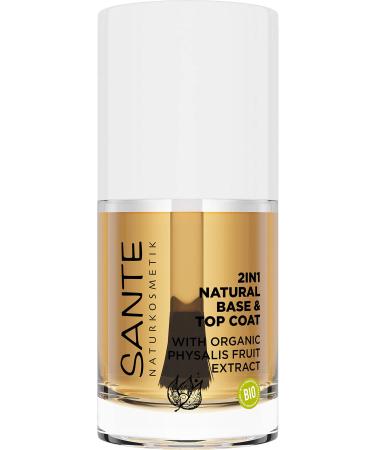 SANTE Naturkosmetik 2-in-1 natural base and top coat over and base coat with organic physalisfruit extract vegan 10 ml
