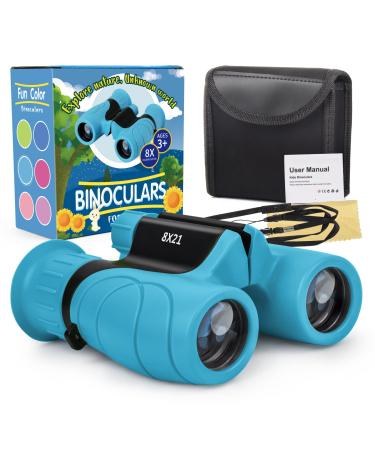 Binoculars for Kids, Gifts for 3-12 Year Boys Girls, Compact Kids Binoculars 8x21 High-Resolution for Bird Watching, Camping, Exploration, Hiking, Hunting, Sports Events and Safari Park (Blue)