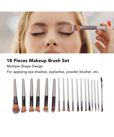 Premium 18-Piece Makeup Brush Set - Soft Powder Cosmetic Applicators for Eyeshadow Blush & Eyelashes | International Shipping Available - Buy Online on SooperMarket.com