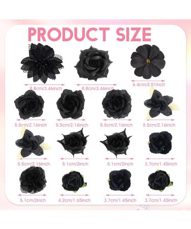 21 Pieces Flower Hair Clips Rose Flower Hair Barrettes Boho Bride Claw Clip Hawaiian Artificial Flower Hairpin Clip Brooch Pin Headpiece Hair Accessories for Girls Wedding Party Halloween (black) - Buy Online on SooperMarket.com