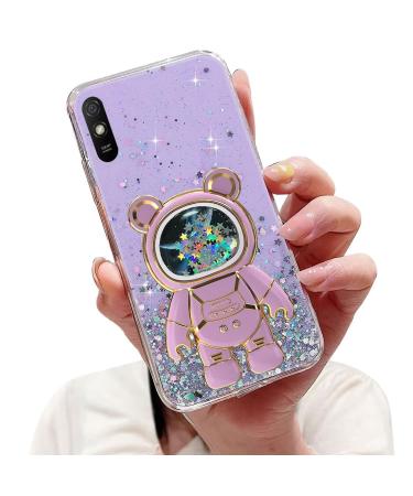 Tivenfezk Nadoli for Xiaomi Redmi 9a Treibsand B r Astronaut Hidden Stand Shell caricature glitter astronaut stand soft silicone bling cell phone case transparent protective cover xiaomi redmi 9a purple
