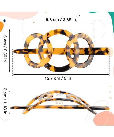 Noverlife 2PCS French Triple Ringed Hair Slider Pin Set - Non Slip Tortoise Shell Barrettes with Stick - Cellulose Acetate Ponytail Accessories - Buy Online on SooperMarket.com