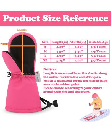 Sarfel Waterproof Toddler Mittens | Kids Snow Gloves for Baby Winter | 2-3 Years | Hot Pink - Buy Online on SooperMarket.com